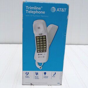 AT&T Trimline Telephone White Basic Phone Old Fashioned 4300437 with Memory 210